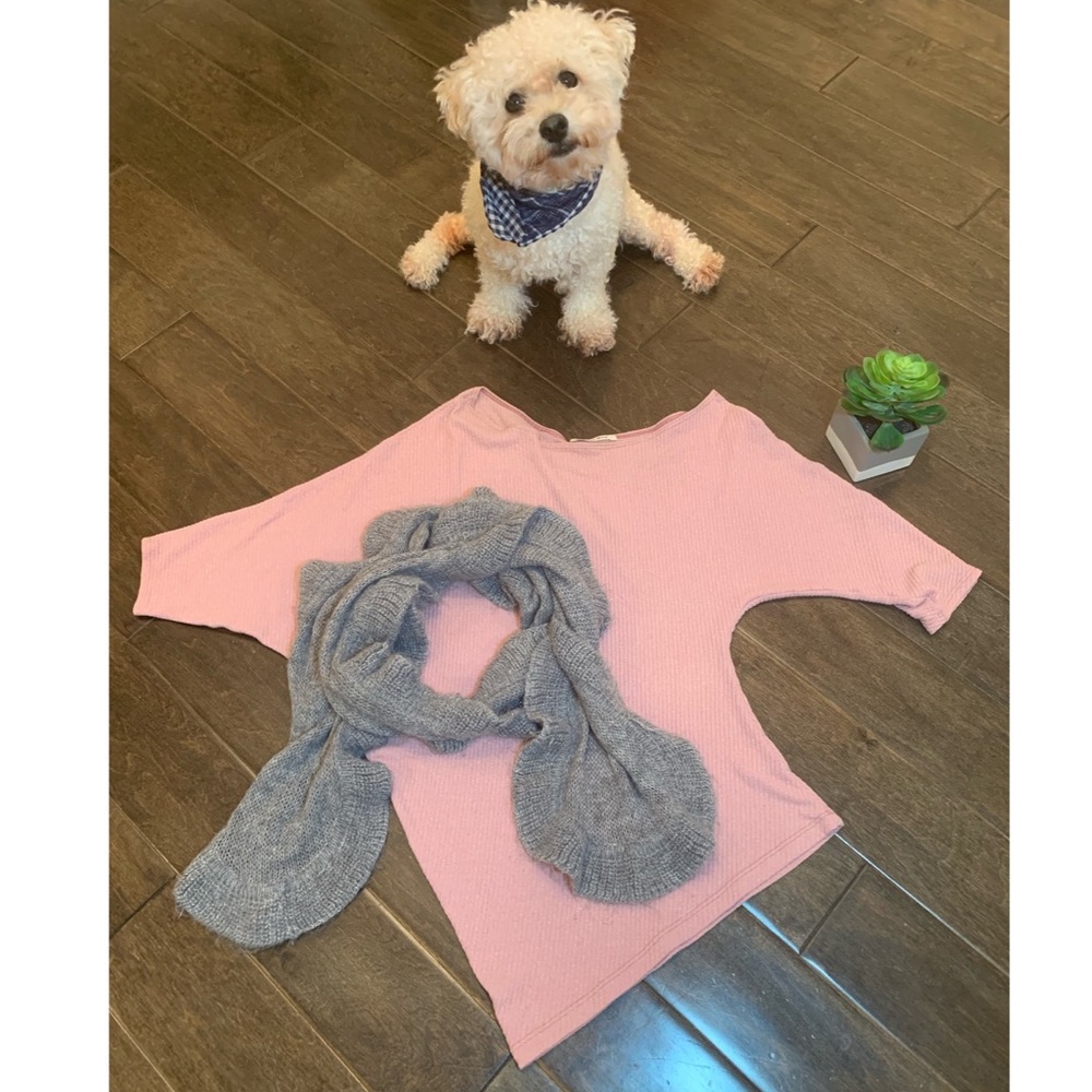 Asymmetrical pink pullover top